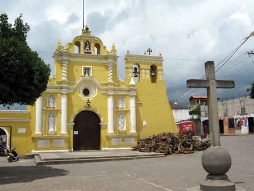 Church and plaza of San Miguel Escobar, facing west; probable vicinity of the second Santiago and possible site of its cathedral.