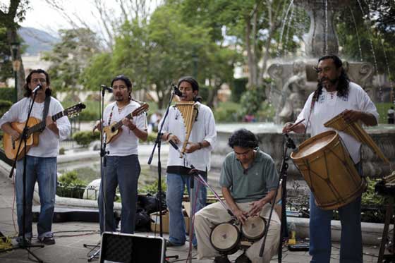 Grupo Sol Latino playing at La Antigua Guatemala's Central Park (photo by Pinar Istek)