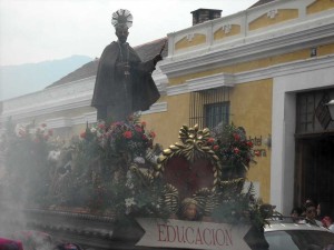 Santo Hermano Pedro allegorical procession goes throughout the streets of Antigua after the 2 p.m. mass on Sunday, April 29